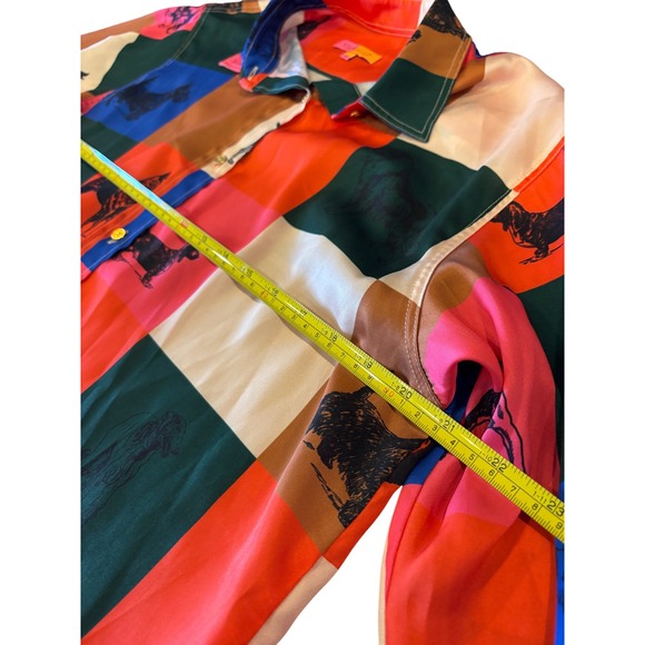VILAGALLO Women's Multicolor Dog Print Button Up Shirt Size 46 - Picture 7 of 8